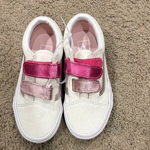 Vans Kids Sneakers with Pink and White Velcro